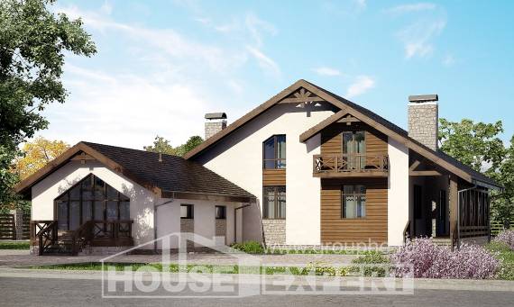 265-001-П Проект двухэтажного дома с мансардным этажом и гаражом, современный загородный дом из пеноблока, Йошкар-Ола