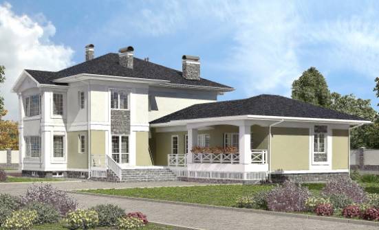 620-001-Л Проект трехэтажного дома и гаражом, современный загородный дом из пеноблока, Волжск