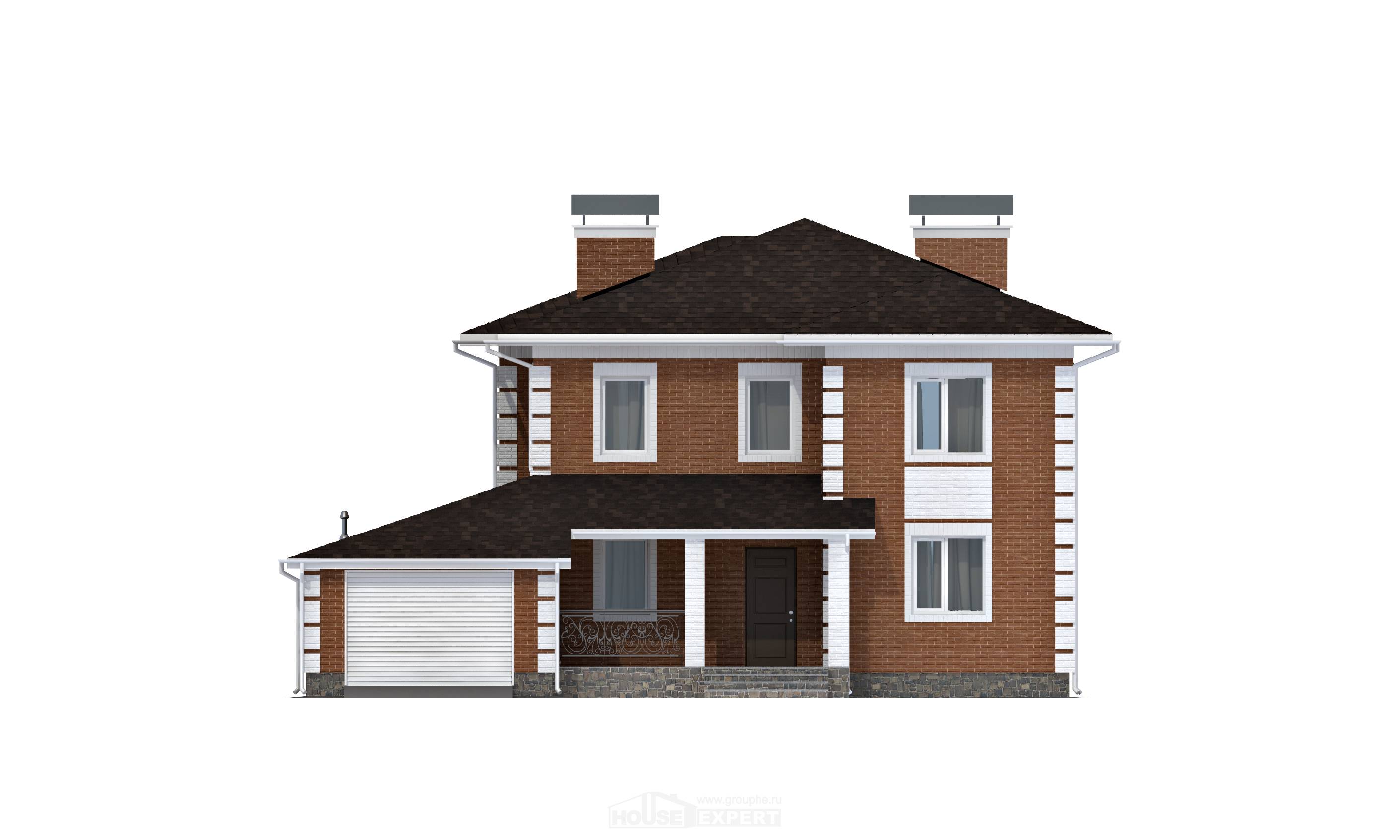 220-004-Л Проект двухэтажного дома и гаражом, просторный домик из кирпича, Йошкар-Ола